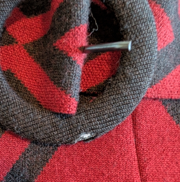 Alice + Olivia Geometric Wool Sweater Dress | Red Black | Belted Waist | Size M - Picture 9 of 9